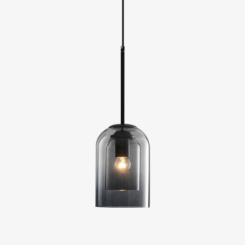 Mirevalo | Afrundet tubulær dobbelt røgfarvet glas moderne pendellampe