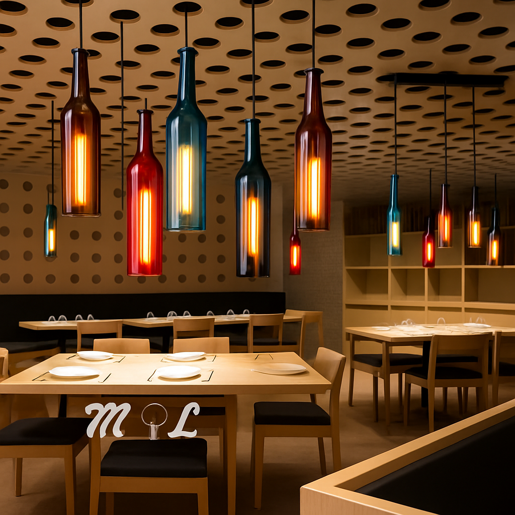Vireloft | Skulptureret vinflaske glas art deco pendel