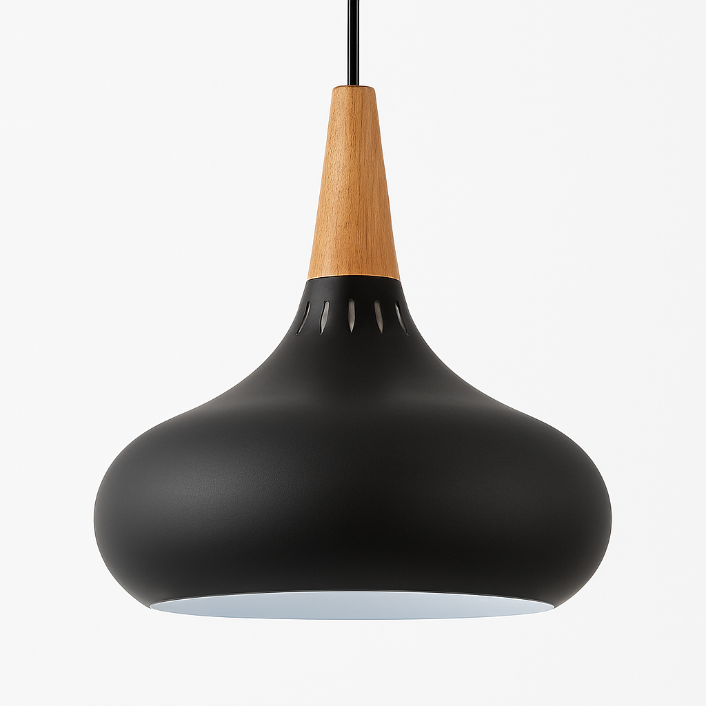 Vireallo | Moderne træstamme metal kuppel loft pendellampe