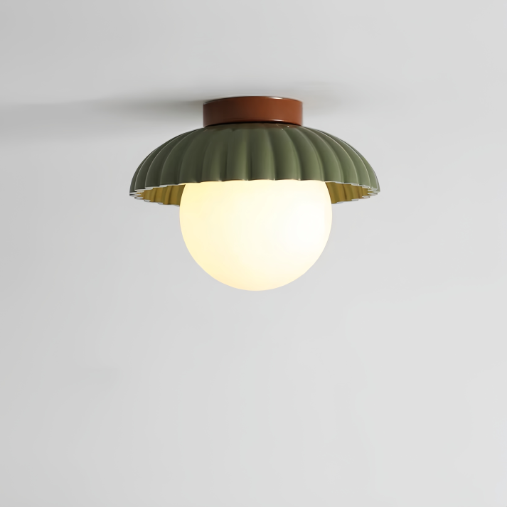Ribbet jern frostet glas globus indbygningsloftlampe