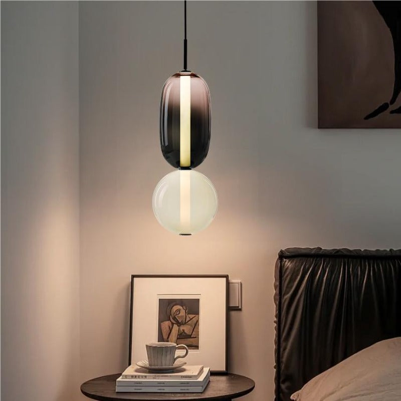Alvura | Moderne elliptisk lagdelt kunstglas pendellampe