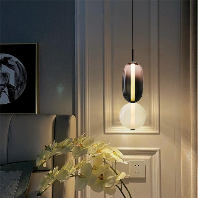 Alvura | Moderne elliptisk lagdelt kunstglas pendellampe