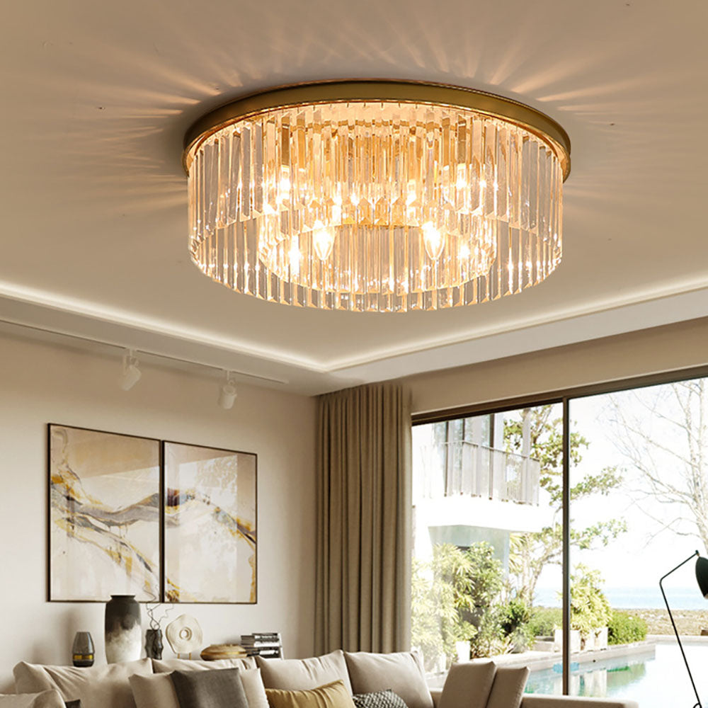 Clarita | Moderne rund krystalprisme loftslampe
