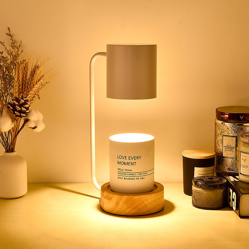 Japansk minimalistisk træfod dæmpbar stearinlysvarmer bordlampe
