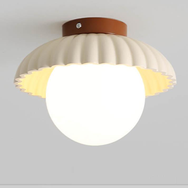 Ribbet jern frostet glas globus indbygningsloftlampe