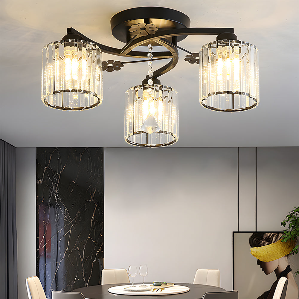 Celestia | Luksuriøs krystalcylinder semi-flush loftslampe