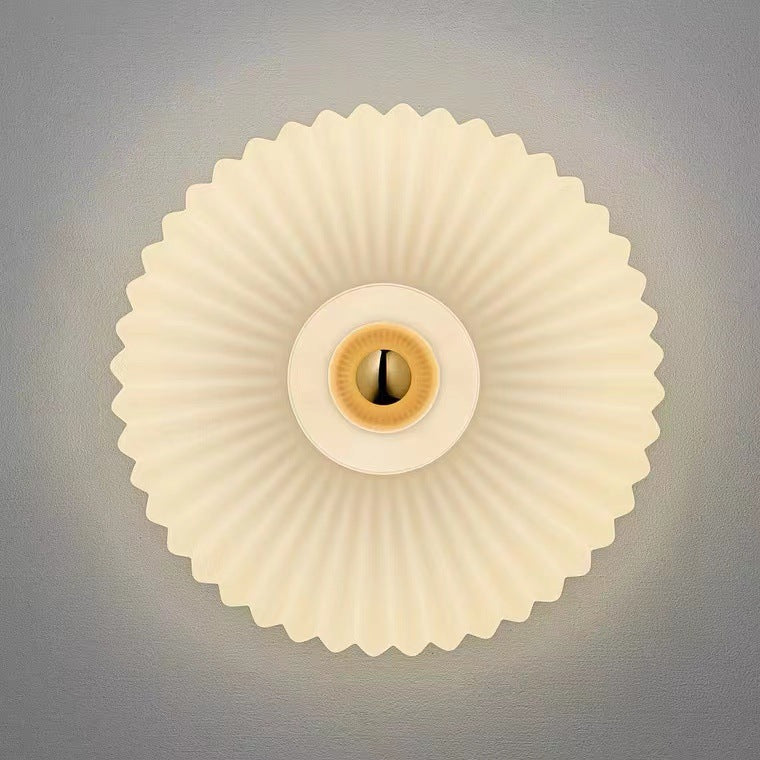 Nordisk vintage stribet bølget glas disk væglampe