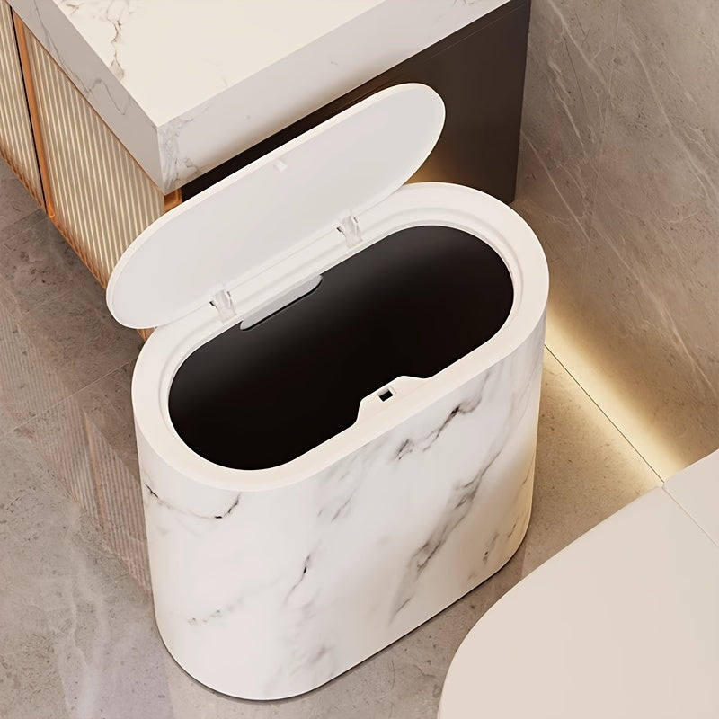 Affaldsspand med marmorprint, oval med tilpasset låg