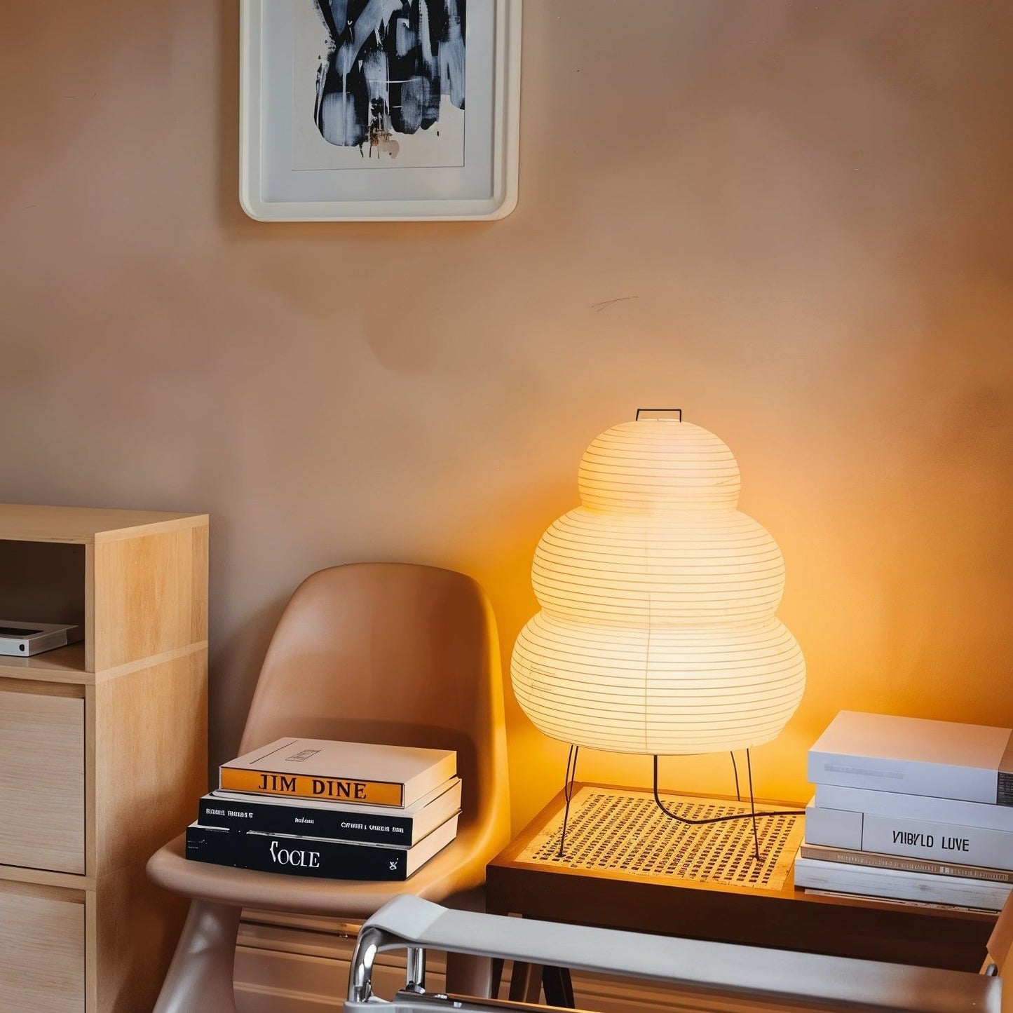 Kryntaleo | Japansk Ribbede Bambus Silhuet Oriental Accent Bordlampe