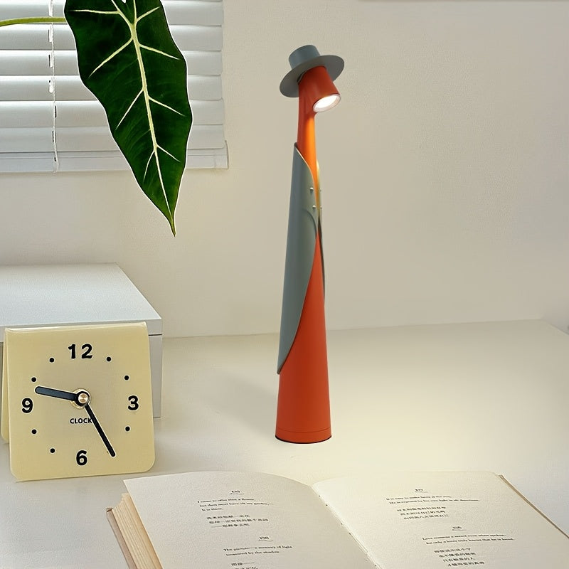 Skulpturel hat-silhuet genopladelig touch-kontrol bordlampe
