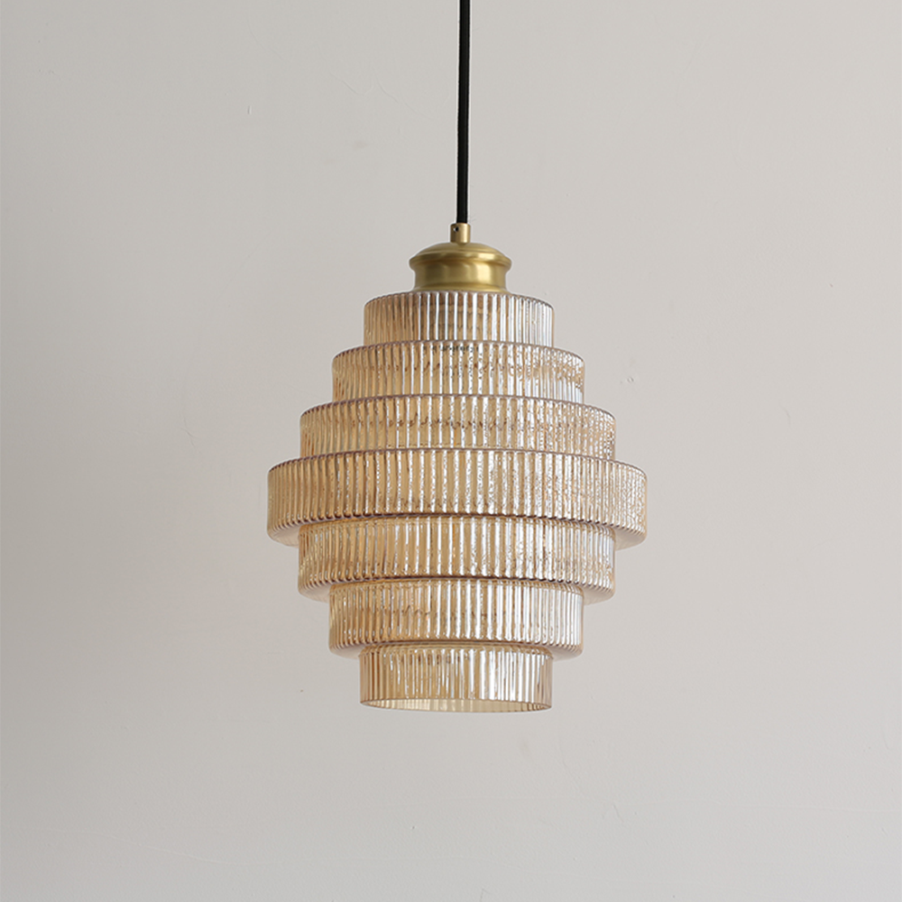 Auris | Antik lagdelt ribbet glaspendellampe