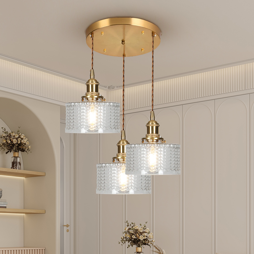 Viridis | Retro tekstureret glas cylinder pendellampe