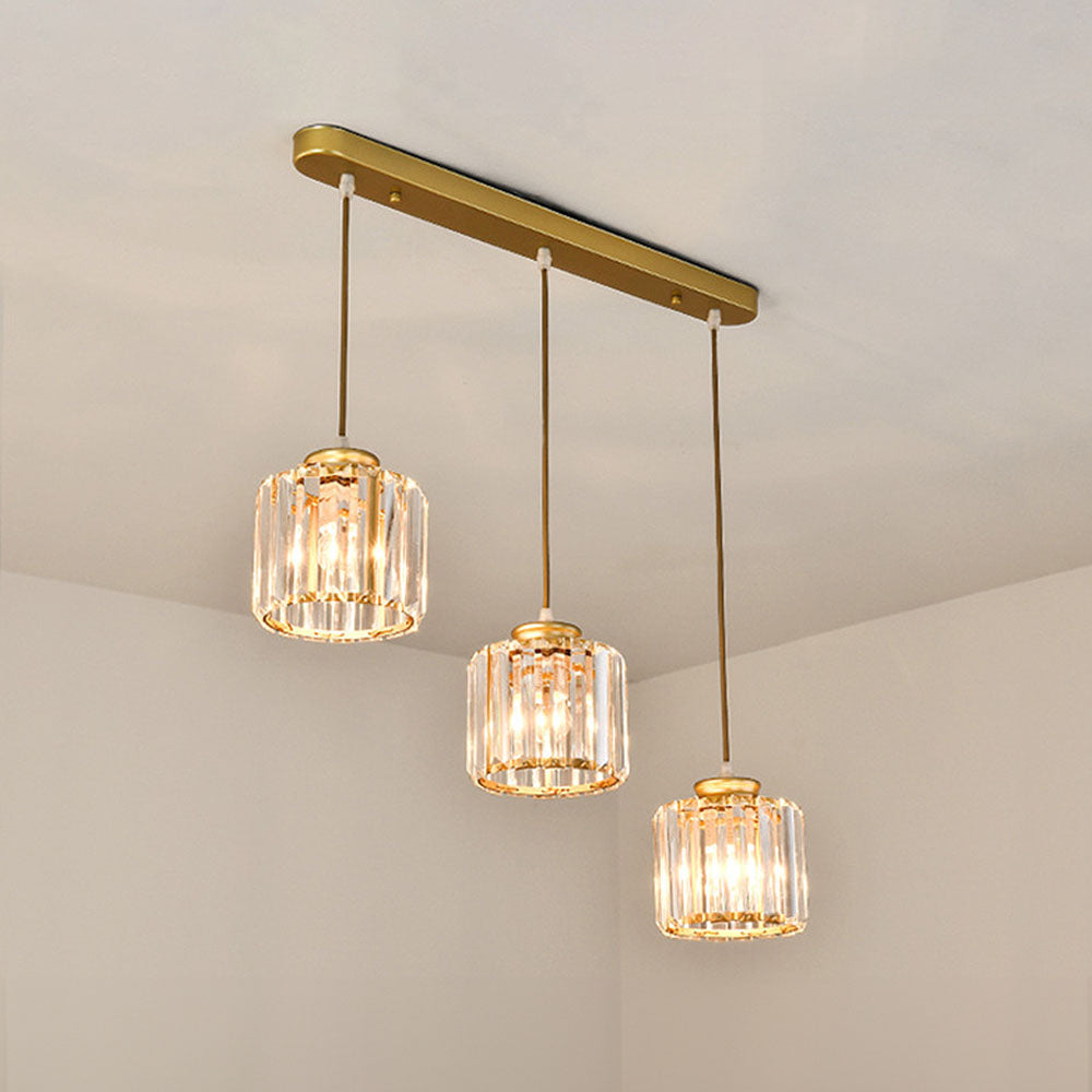 Cubica | Moderne multi-lys metal og krystalprisme pendellampe