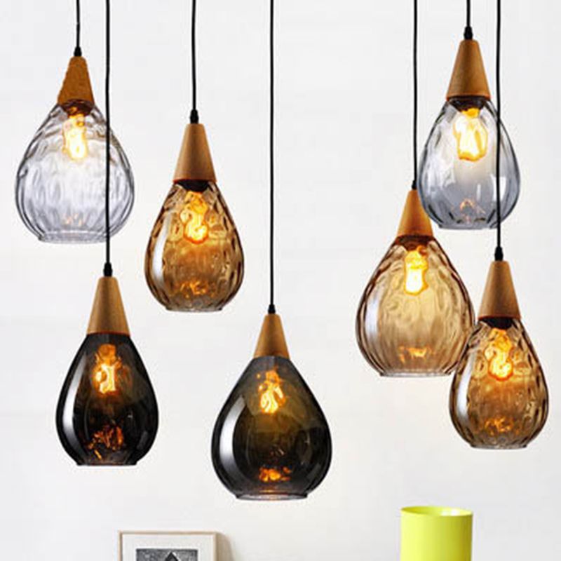Niris| Minimalistisk dråbeformet tekstureret glas pendellampe