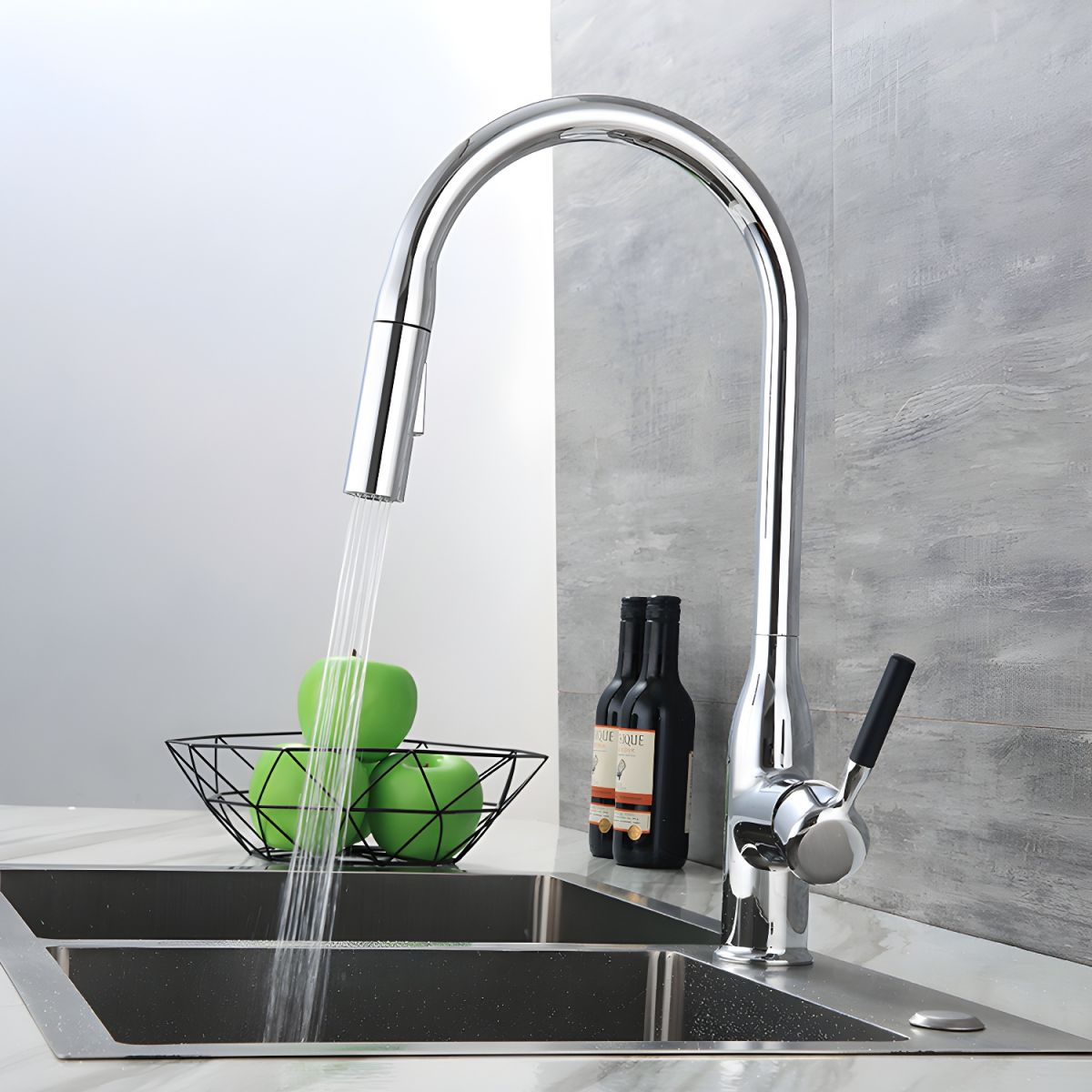 Fjordis | Nordic Gooseneck Pull Out Swivel Spout Kitchen Sink Mixer Tap