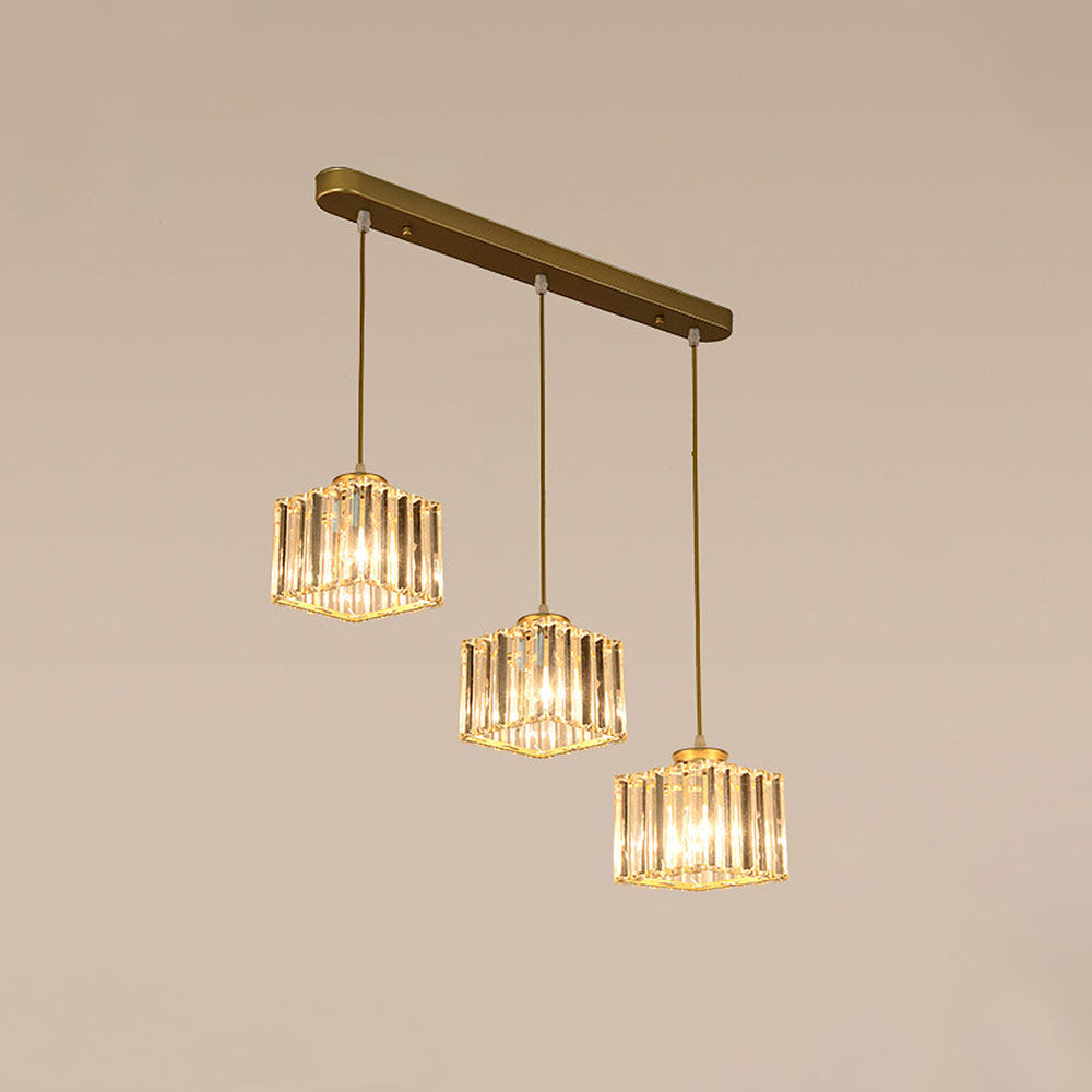 Cubica | Moderne multi-lys metal og krystalprisme pendellampe