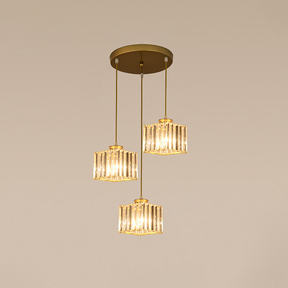 Cubica | Moderne multi-lys metal og krystalprisme pendellampe