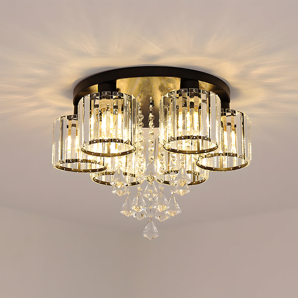 Vespera | Moderne multi-hoved krystalprisme flush mount loftslampe
