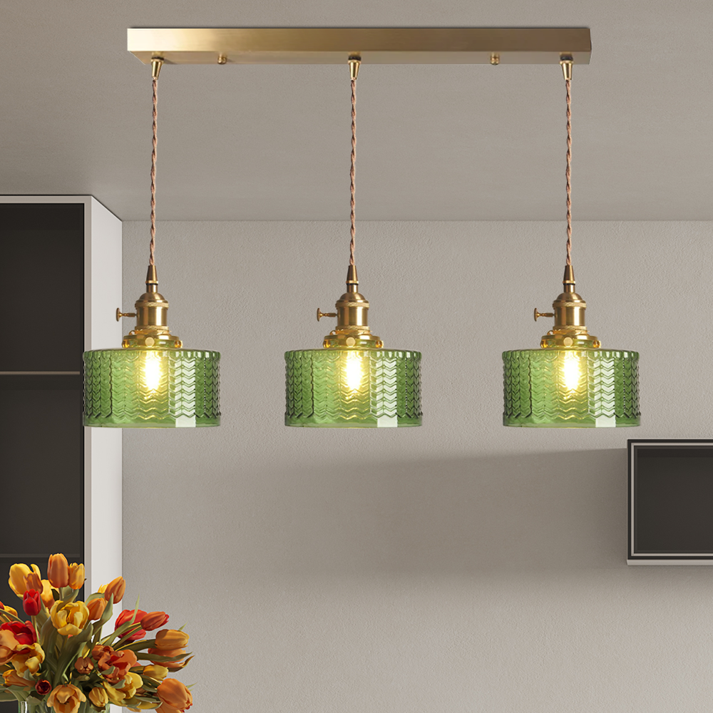Viridis | Retro tekstureret glas cylinder pendellampe