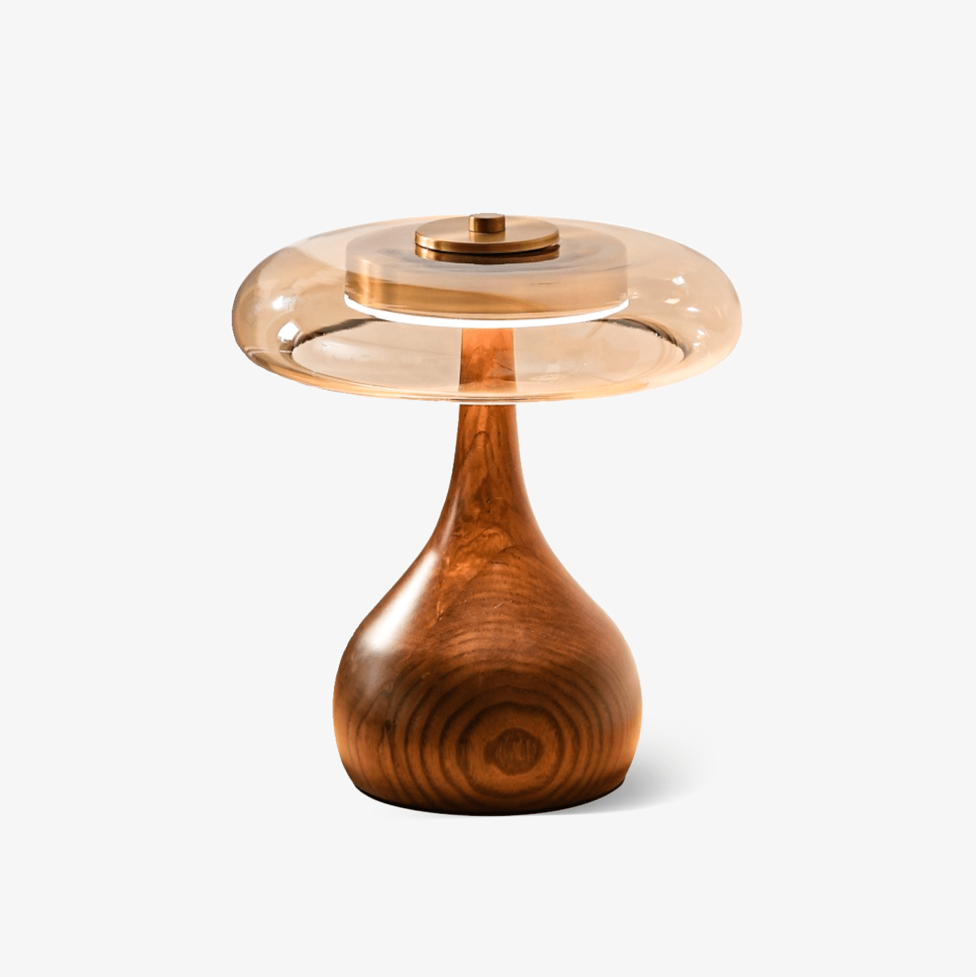 Vancorim | Japandi buet træ amber glas bordlampe