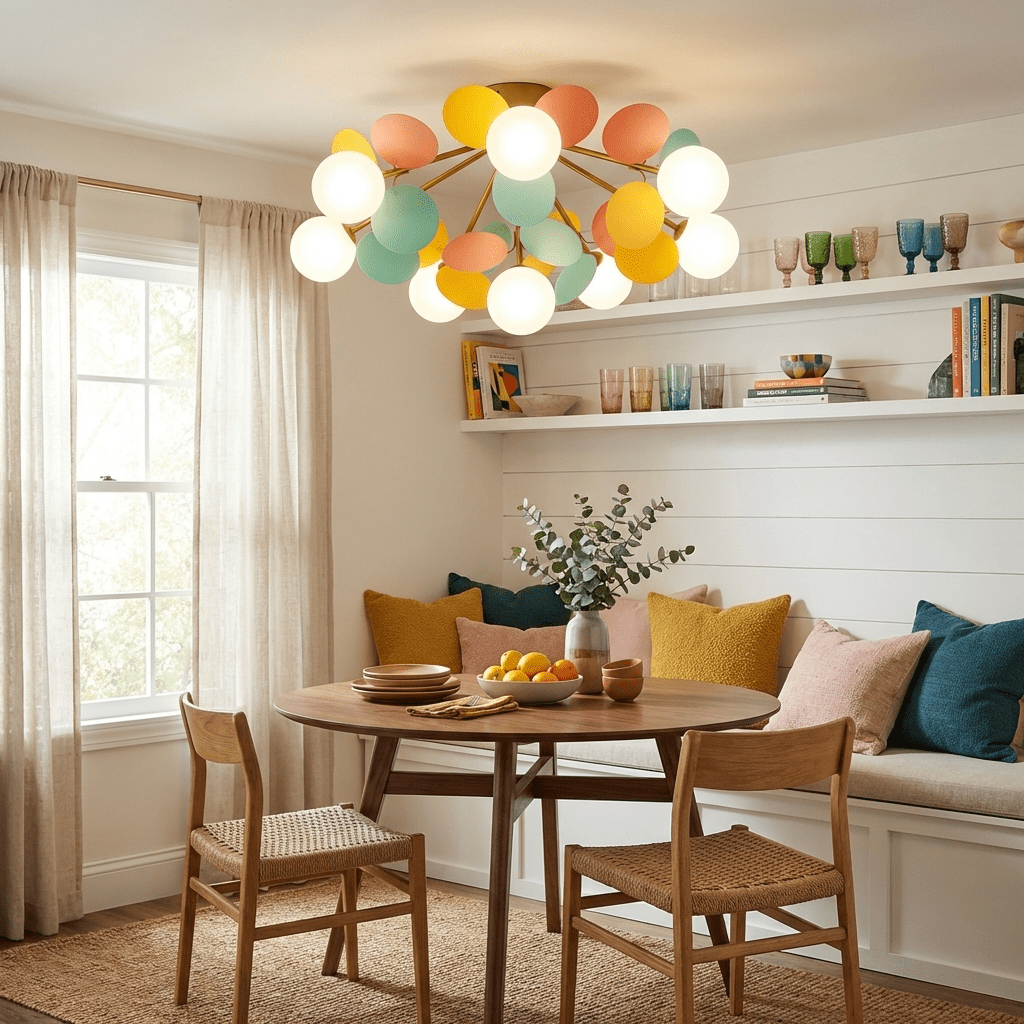 Kalythos | Skulpturel geometrisk disk klynge semi-flush monteret loftslampe