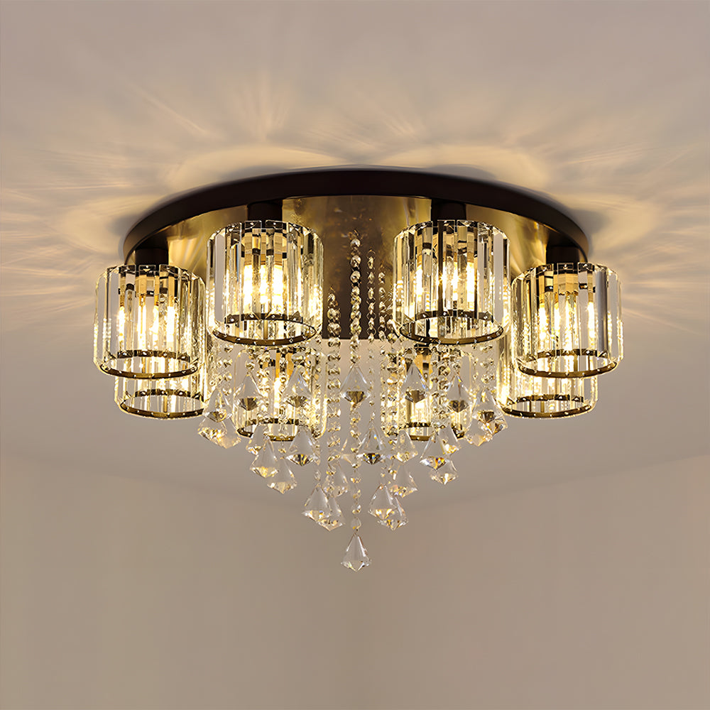 Vespera | Moderne multi-hoved krystalprisme flush mount loftslampe