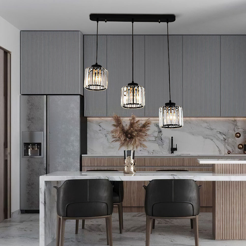 Cubica | Moderne multi-lys metal og krystalprisme pendellampe