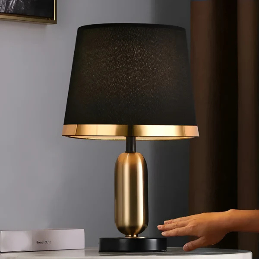 Vintage retro stofskærm med metalbase accent bordlampe