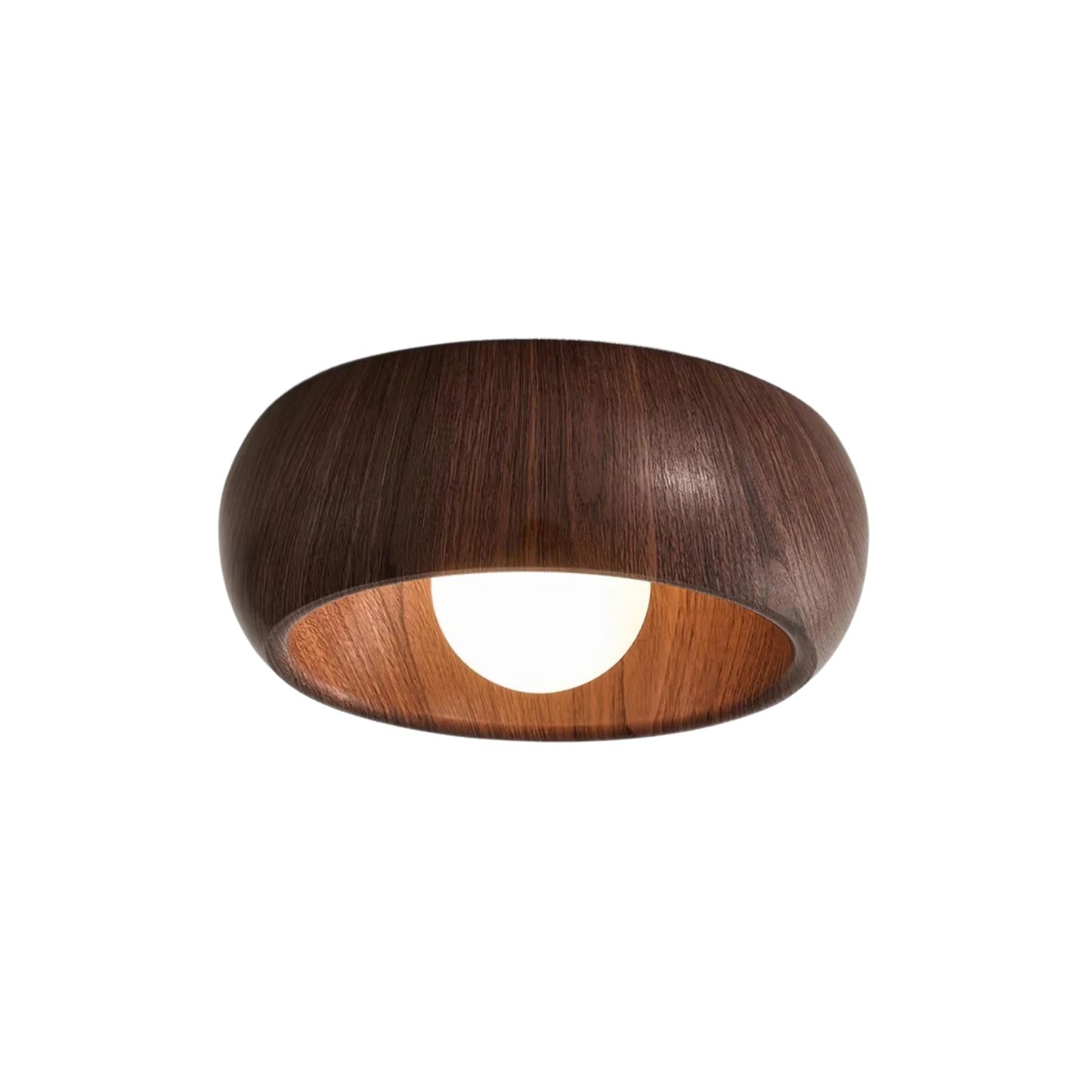 Minimalistisk rund træ skandinavisk japandi overflademonteret loftlampe