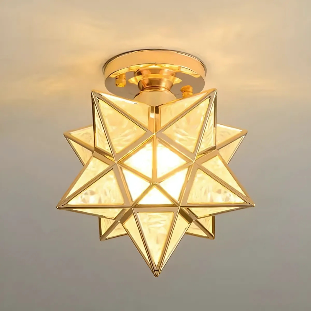 Geometrisk stjerneformet frostet glas loftlampe