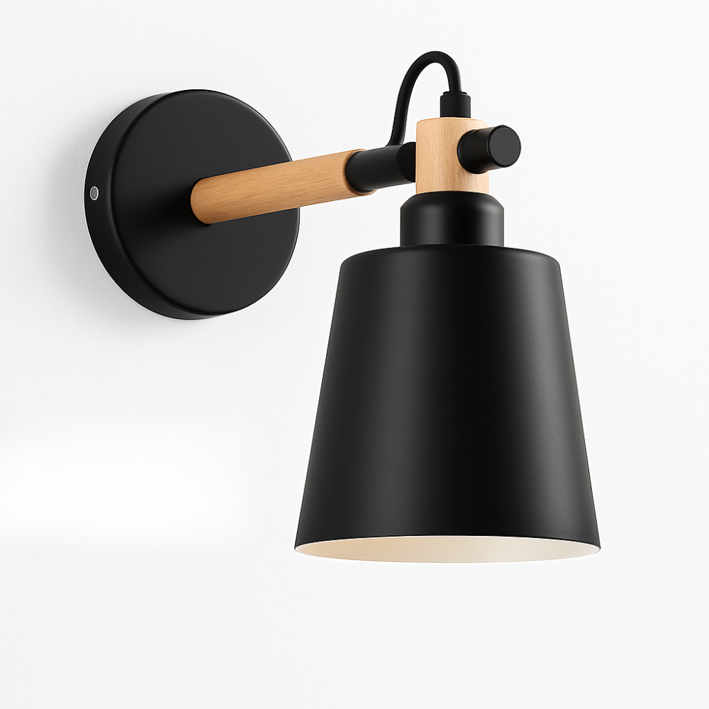 Vyrindo | Moderne nordisk LED træ- og metalvæglampe