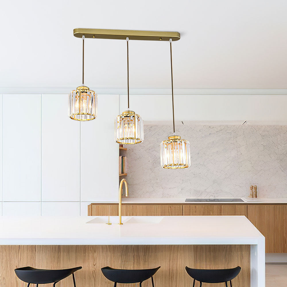 Cubica | Moderne multi-lys metal og krystalprisme pendellampe
