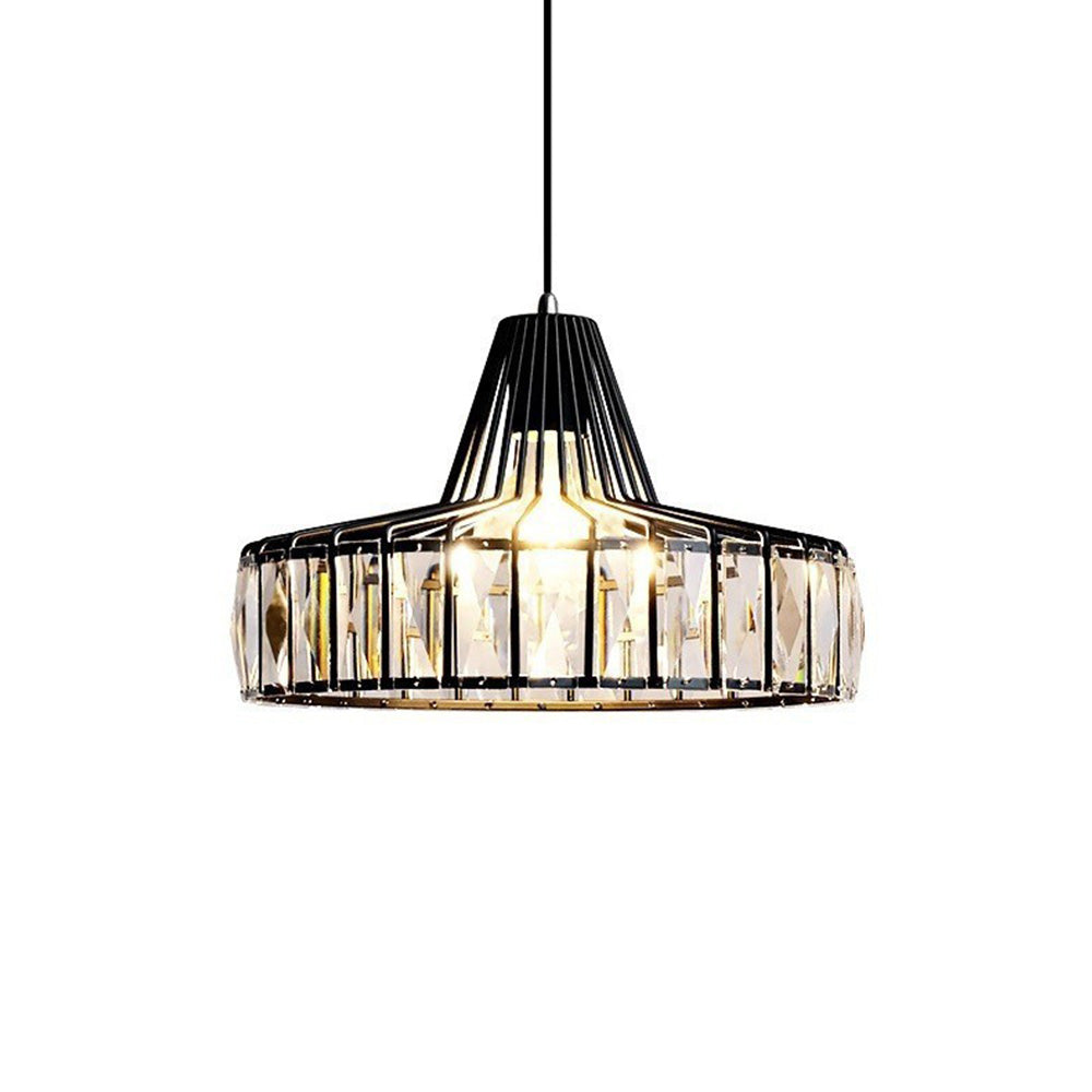 Obsidia | Slank jernramme krystalpendellampe