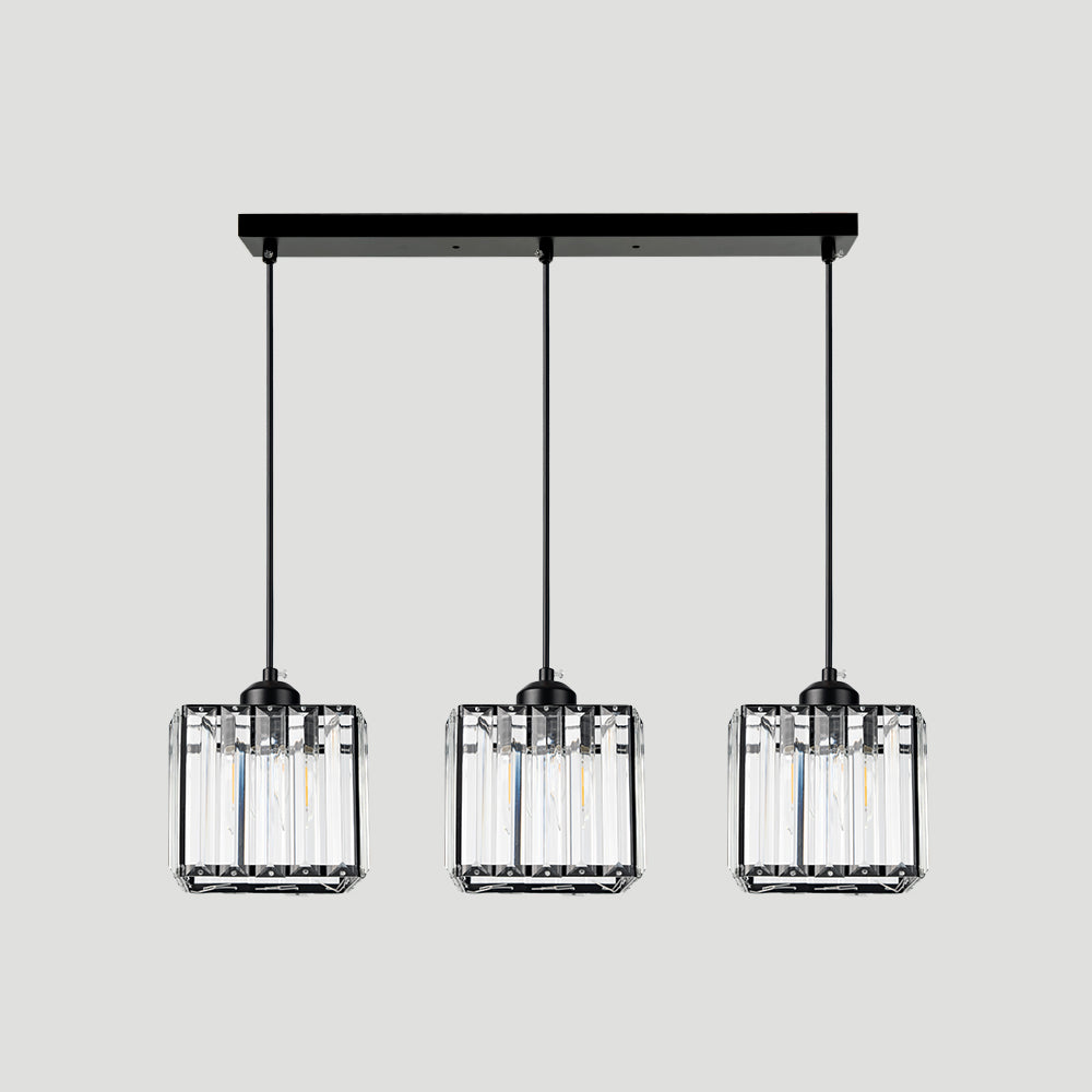 Cubica | Moderne multi-lys metal og krystalprisme pendellampe