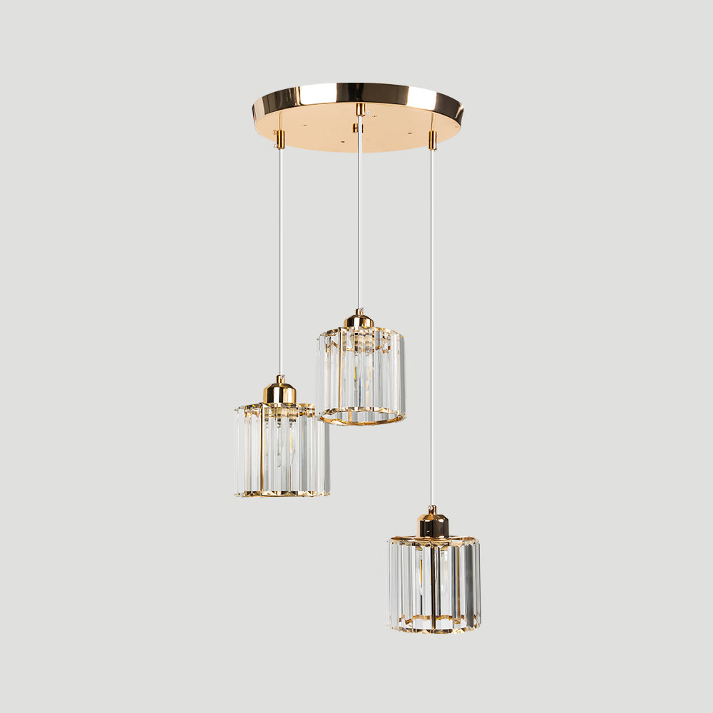 Cubica | Moderne multi-lys metal og krystalprisme pendellampe