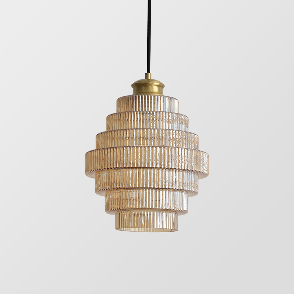 Auris | Antik lagdelt ribbet glaspendellampe