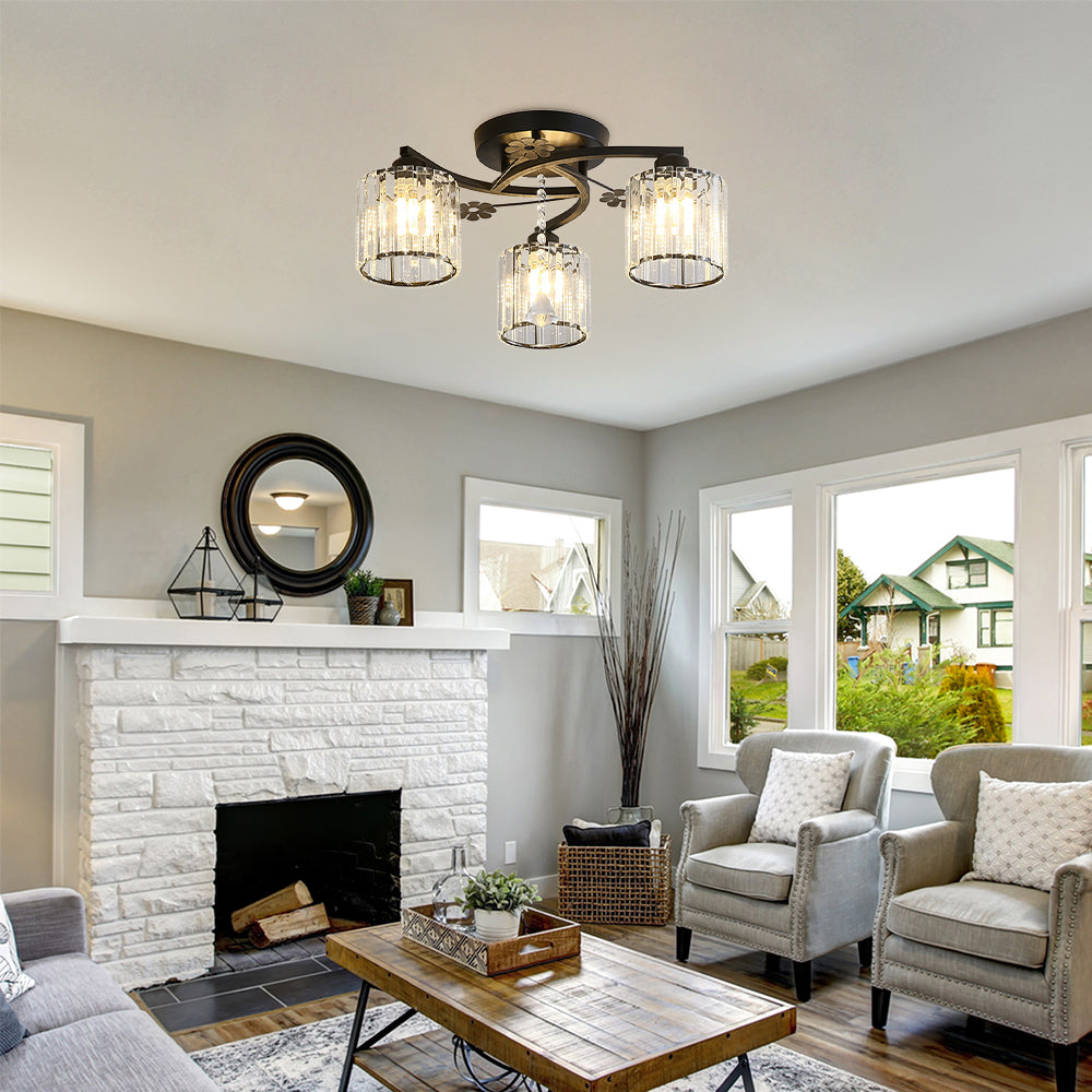 Celestia | Luksuriøs krystalcylinder semi-flush loftslampe