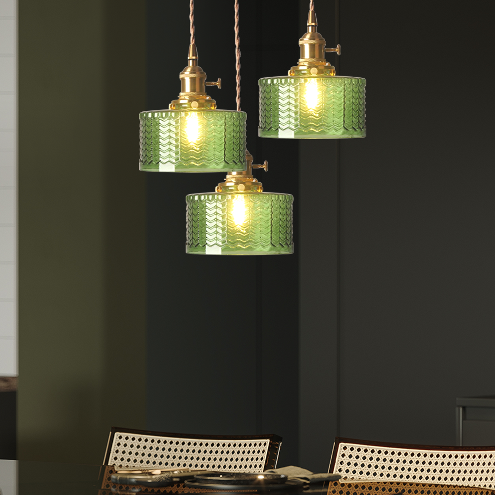 Viridis | Retro tekstureret glas cylinder pendellampe