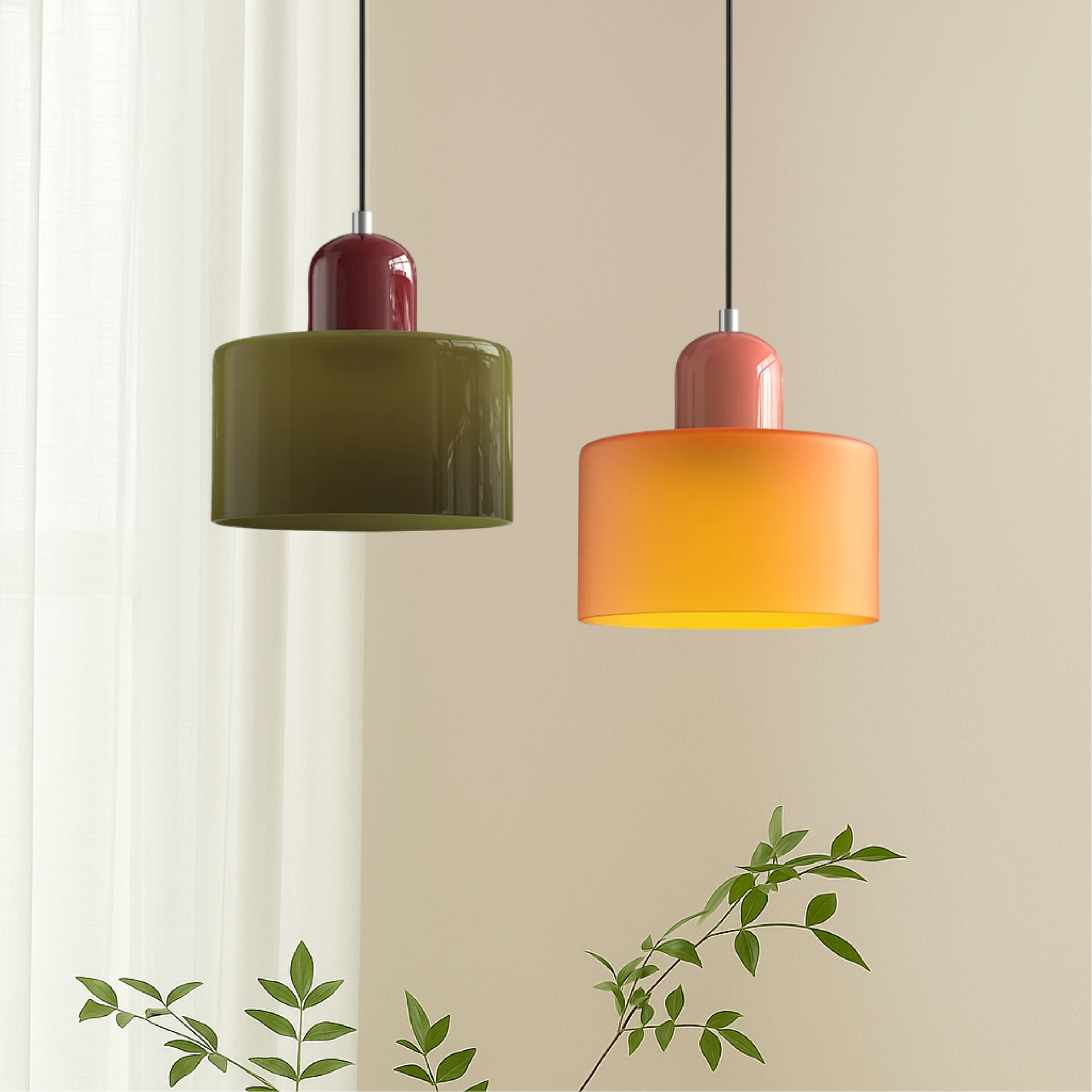 Chroma | Moderne Bauhaus cylinder- og kuppelglas pendel