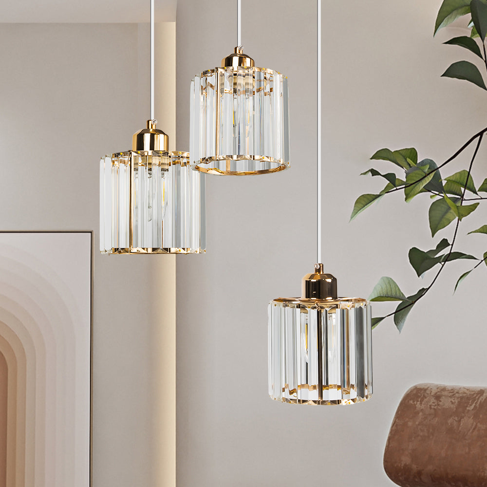 Cubica | Moderne multi-lys metal og krystalprisme pendellampe