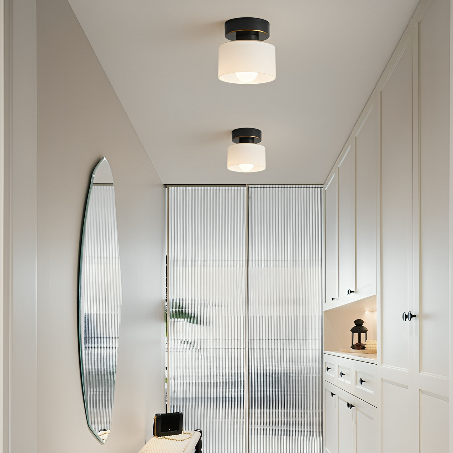 Aurel | Moderne Bauhaus cylindrisk glas indbygningsloftlampe