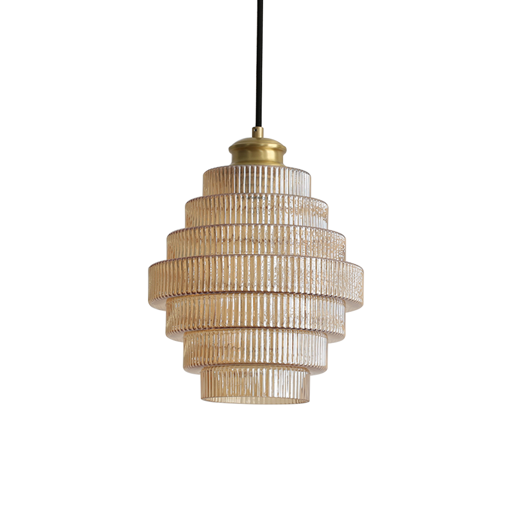 Auris | Antik lagdelt ribbet glaspendellampe