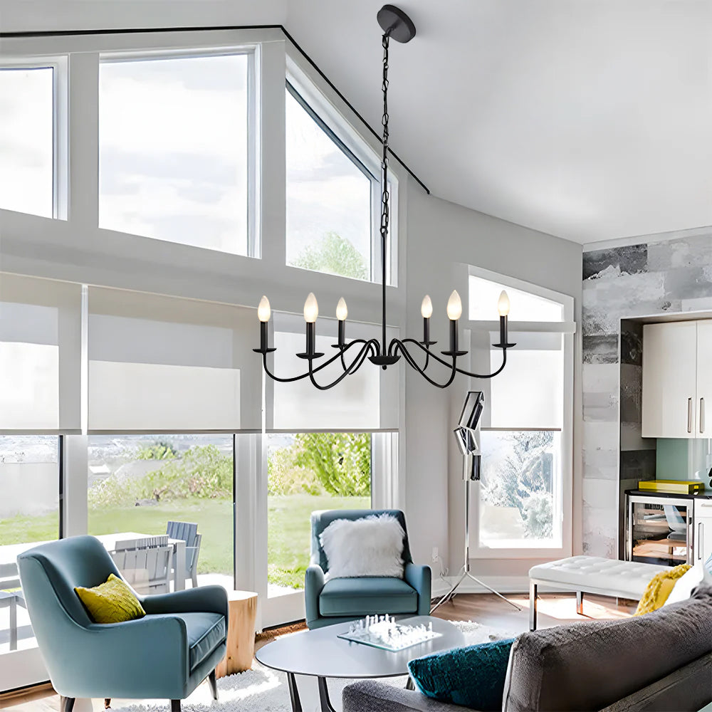 Virona | Moderne sort lysestage-stil buet arm lysekrone