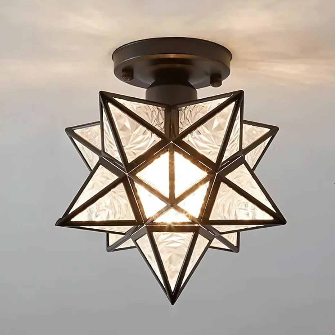 Geometrisk stjerneformet frostet glas loftlampe
