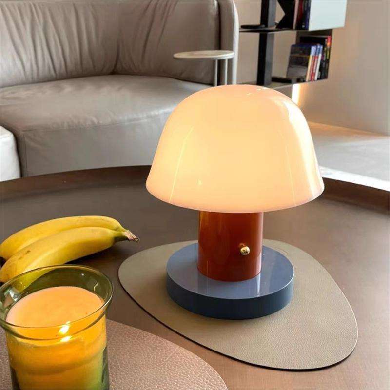 Skulpturel Svampeform Genopladelig Touch Dæmpning Trådløs Bordlampe