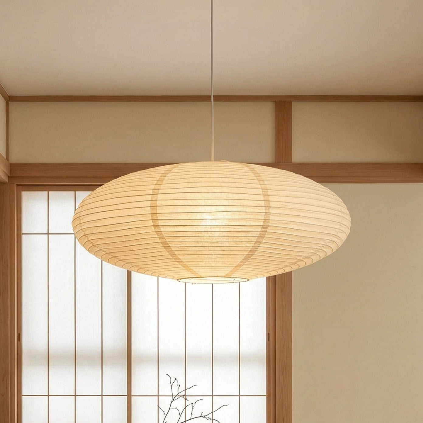 Zeni | Moderne oval Wabi Sabi papirpendellampe