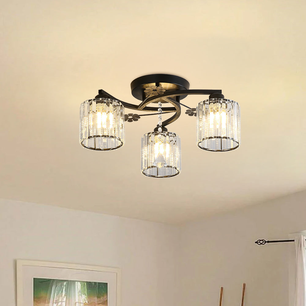 Celestia | Luksuriøs krystalcylinder semi-flush loftslampe