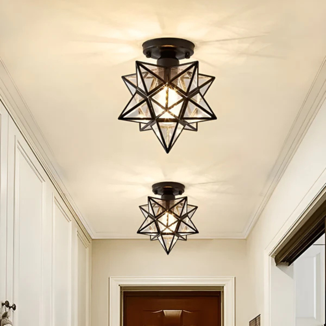 Geometrisk stjerneformet frostet glas loftlampe