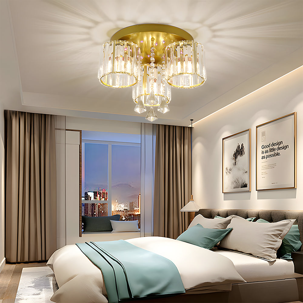 Vespera | Moderne multi-hoved krystalprisme flush mount loftslampe