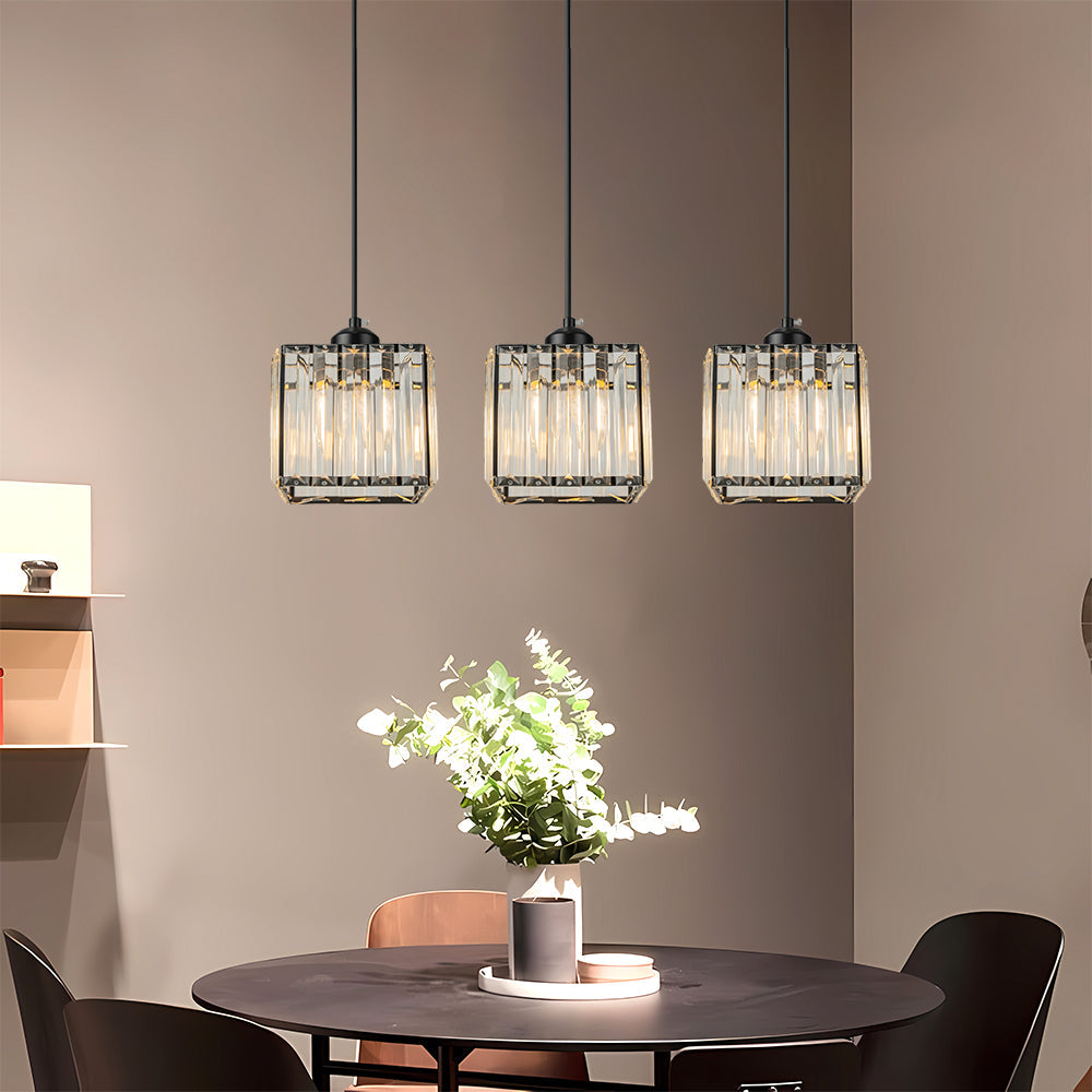 Cubica | Moderne multi-lys metal og krystalprisme pendellampe